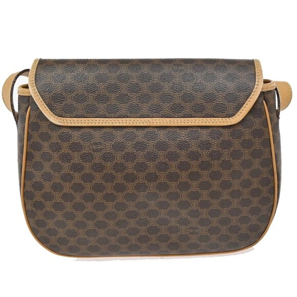 CELINE Logo Macadam Pattern Shoulder Bag PVC Leather Brown GHW Italy 69KB343 - Picture 3 of 13